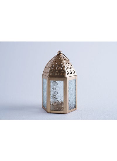 Buy Nadine Lantern 10x10x15cm Gold/Clear in UAE