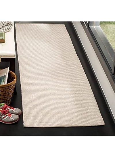 Buy Montauk Collection Runner Rug 2'3" X 6' Ivory & Grey Handmade Flat Weave Boho Farmhouse Cotton Ideal For High Traffic Areas In Living Room Bedroom (Mtk345A) in UAE