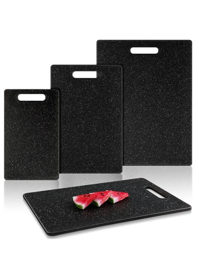 Buy Cutting Board, 3 Pcs Plastic Kitchen Cutting Board, Dishwasher Safe, Easy to Clean and Grip Chopping Boards for Meat Veggies (Black) in Saudi Arabia