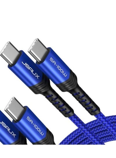 Buy JSAUX USB C to USB C Cable 100W/5A [1-Pack ], QC 4.0/USB PD Type-C Fast Charging Cord Compatible with MacBook Pro/Air M2, iPad Pro 12.9/iPad Air/Mini 6 Samsung Galaxy S23 S22 Switch Blue ( 2M) in Egypt