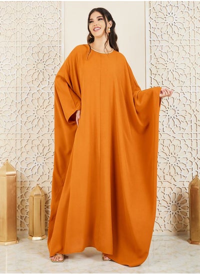 Buy Lace Round Neck Trim Kaftan in Saudi Arabia