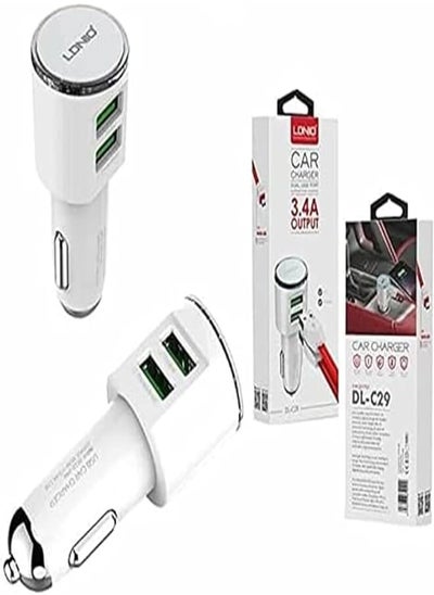 Buy Ldnio dl-c29 dual usb car charger with ios cable in Egypt