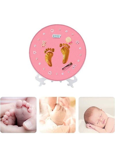 Buy Baby Footprint Handprint Frame Kit for Baby Shower Gifts, DIY Infants Clay Souvenir Ornament Keepsake Kit Keepsake Box for Newborn Baby Boys and Baby Girls, Memorable New Mom Gifts (Pink) in Saudi Arabia