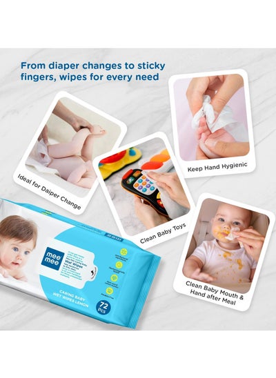 اشتري Mee Mee Caring Baby Wet Wipes with Lemon Fragrance (72 pcs/pack) (Pack of 3) في الامارات