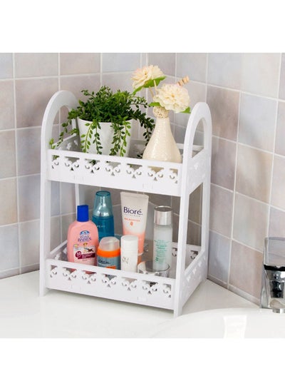 Buy Wooden Sink Organizer Kitchen Shelf Countertop Storage Rack Cabinet With Handle in UAE