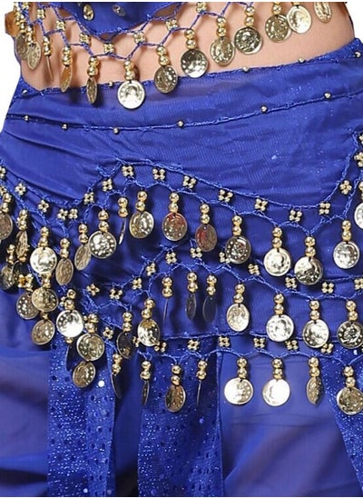 Buy Belly Dance Belt With Coins Pendant Waist Chain Skirt Hip Scarf Belt Dance Costume Accessory Dark Blue in UAE