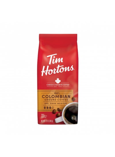 اشتري Tim Hortons Colombian, Medium-Dark Roast Ground Coffee, Perfectly Balanced, Always Smooth, Made with 100% Arabica Beans, 12 Ounce Bag في الامارات