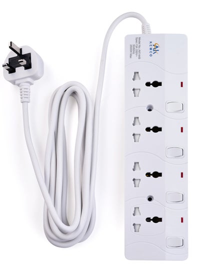 Buy 4 Way 3 Meter Extension Cord Power Cord Power Strip with Switch AK144 and 3 Meter Cord in UAE