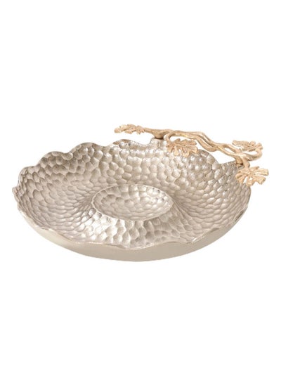 اشتري Botanic Leaf Chip & Dip Tray, Nickel & Gold – 37x8 cm في الامارات