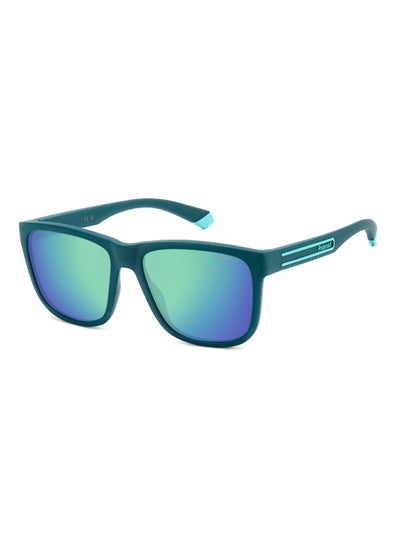 اشتري Men's Polarized Rectangular Shape  Sunglasses PLD 2155/S GREY 47 - Lens Size: 47.3 Mm - Matt Teal في الامارات