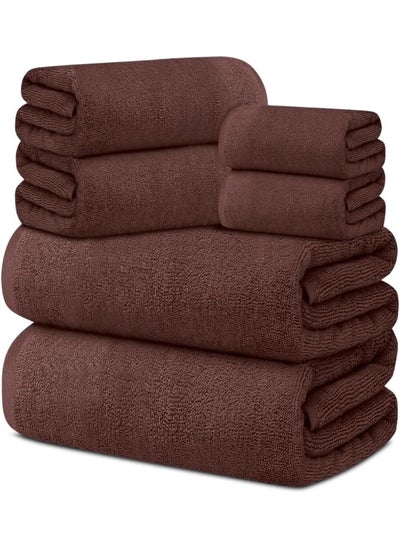 Buy Premium Bath Towels Set Pack of 6  Soft Cotton Face, Bath and Hand Towels, 600 GSM  Soft Feel, Highly Absorbent Durable Towels, Perfect for Daily Use  Lightweight Spa Towel in UAE