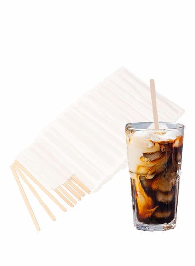 Buy 100 Wooden Coffee Stirrers Wood Coffee Stir Sticks Disposable Stir Sticks Individually Wrapped for Coffee Station, Beverage, Tea Stir, Office, Hot Chocolate Gifts 19cm in UAE