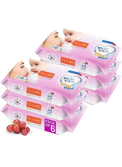 اشتري Sensitive Baby Wet Wipes (72 Wipes X 6 Pack) For Gentle Cleaning;Moisturising Rash Free 99% Purified Water With Grapefruit Extracts في الامارات