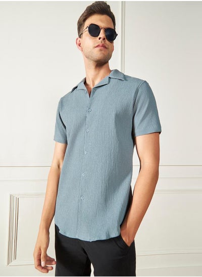 Buy Regular Fit Textured Casual Shirt in Saudi Arabia