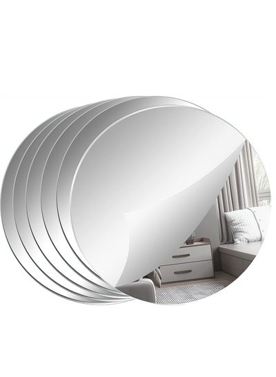 Buy 6 Pack Acrylic Self Adhesive Mirror Non Glass Round Mirror for Wedding Table Decor Party Mirror Tile Decor 8 Inch Thickness 2 mm Adhesive Mirror Stickers for Home Wall Decor in Saudi Arabia