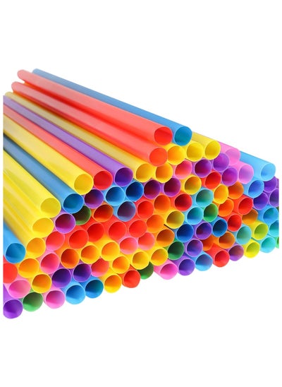 Buy 100pcs Jumbo Smoothie Straws , Chetexus Colorful Disposable Wide-mouthed Large Straw Plastic Milkshake in UAE