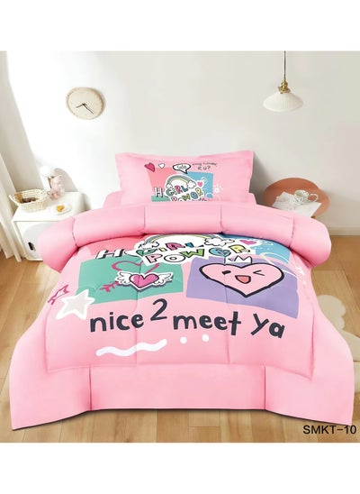 Buy 3-Piece kids Medium Filling Comforter set Reversible Bed Set Single Size 160x210 cm for Boys & Girls in Saudi Arabia