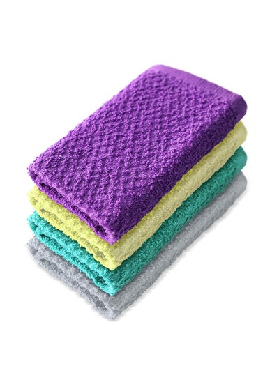 Buy Hotel Linen Klub Deyarco Princess 100% Cotton Terry Wash Cloth 4 Pieces Set, Super Soft Quick Dry Highly Absorbent, Size: 30 X 30Cm, Multi-Colour in UAE