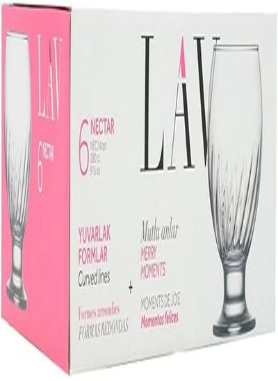 Buy LAV NECTAR Glass / 280 cc - 9.50 Oz / 6 Pcs/Elegant design, Trusted Brand, Attractive shape of Sparkling Drink, Soft Drink, Smoothies, Juices, Cocktails/High Quality Materials in Egypt