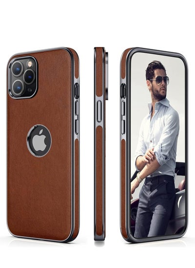 Buy Case for iPhone 15 Pro Max, Luxury Leather Business Classic Cover with Logo Cutout, Non Slip Soft Grip Anti Scratch Men Women Cases for iPhone 15 Pro Max in UAE