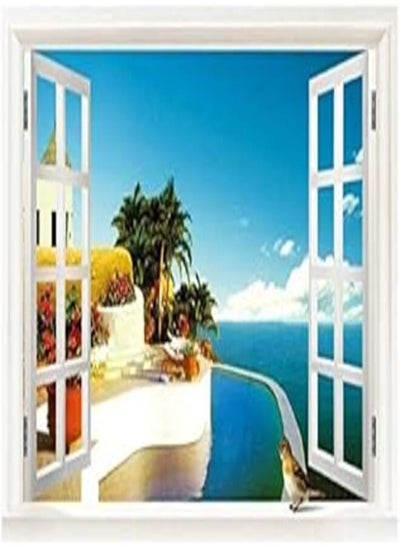 اشتري Mediterranean Window View Arrival Fake Wall Decorative Poster - 70X90cm في مصر