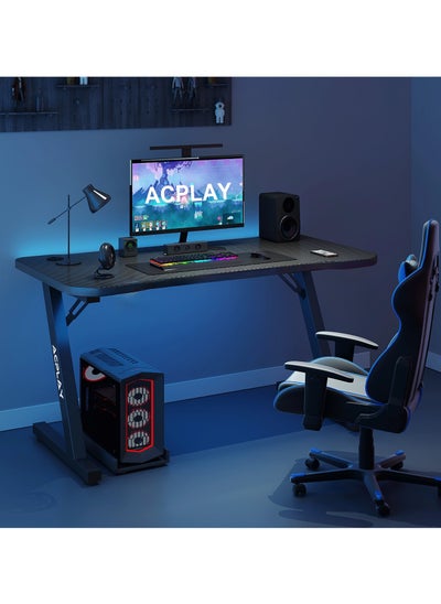 Buy Large Gaming Table,PC Computer Desk with Carbon Fiber Surface, Gaming Desk,Z Shaped PC Gaming Workstation,Ideal for Gaming Home Office（140x60x75cm） in Saudi Arabia