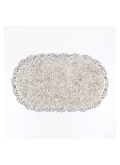 Buy Oval Crochet Tufted Bathmat, Silver - 2100 GSM, 50x90 cm in UAE