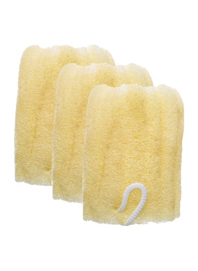 Buy G-Beauty Natural Oval Massage Loofah With Hock Strap For Bath Spa and Shower Set Of 3 Pieces - Beige in UAE