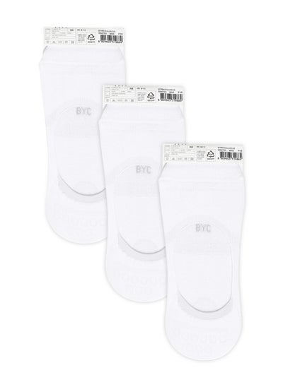 Buy MEN'S NO SHOW INVISIBLE SOCKS - WHITE (PACK OF 3) in UAE