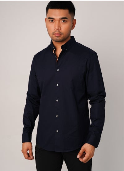 Buy Men’s Indigo Blue Cotton Chest Pocket Shirt in Blue Indigo in UAE