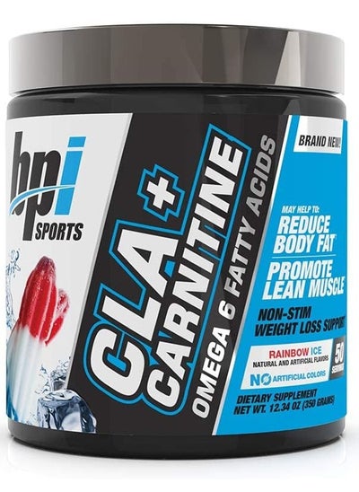 Buy BPI Sports CLA + Carnitine – Conjugated Linoleic Acid – Performance, Lean Muscle – Caffeine Free – For Men & Women – Rainbow Ice 350 gm in UAE