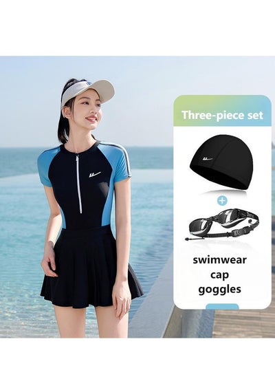 اشتري Women's Summer Swimwear With Swimming Goggles and A Swimming Cap في السعودية