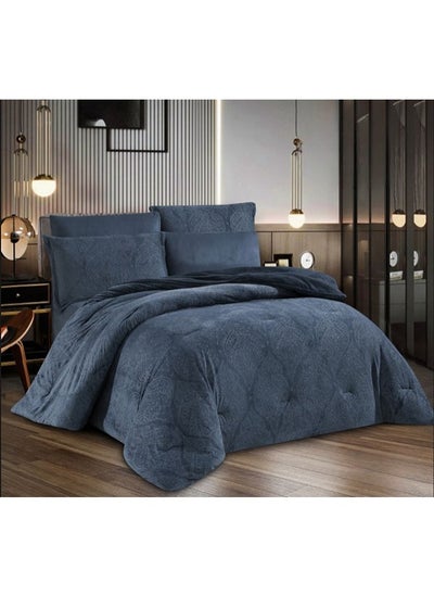 Buy Comforter Set From Hours With A Sophisticated Pattern And Two Sides Of Winter Velvet 4 Piece Single Size in Saudi Arabia