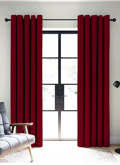 Buy Amali Blackout curtains 2 Panels for living room Decor or bedroom window noise reduction and light blocking with 20 Grommets in 2 panels long 274cm and 127cm in width Maroon Curtains Maroon in UAE