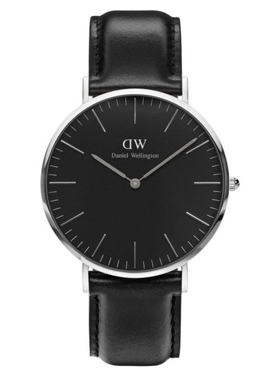 Buy Men's Fashion Classic Black Watch with Italian Black Leather Strap 40mm in Saudi Arabia