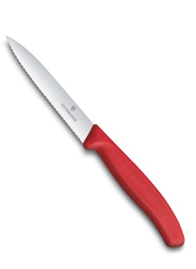 Buy Victorinox Swiss Classic Paring 4" Serrated Spear Point Blade 5/8" Width at Handle Red in Saudi Arabia