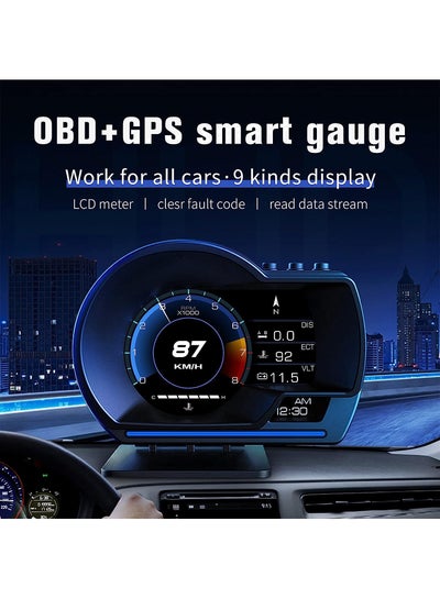 Buy Car HUD Head Up Display P6, OBD+GPS Smart Gauge, Works Great for Most Cars in UAE