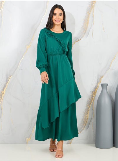 Buy Ruffle Detail A-Line Tiered Maxi Dress in Saudi Arabia