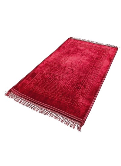 Buy Anti-Slip Velvet Top Prayer Mat Maroon 80x120 cm in UAE