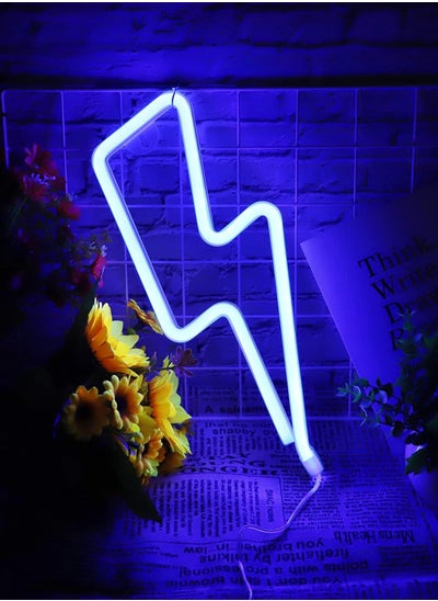 Buy Lightning Strike LED Neon Sign Blue 35.8cm in Saudi Arabia