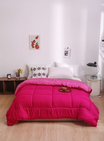 Buy Variance Size 1 Piece 220*240cm/160*210cm Duvet(Comforter)Vacuum Pack, Reversible Design Magenta Pink and Rose Pink Color in UAE