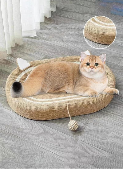 Buy Cat Ear Style Cat Scratching Lounge Bed Oval Cat Scratch Bed With Ball Toys and Cat Scratching for Keeps Cats Healthy Relieves Boredom in UAE