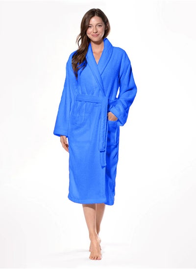 Buy Egyptian Cotton Bathrobe, Multi-Size, with Side Pockets and Drawstring in Saudi Arabia