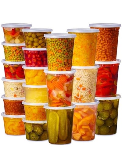 Buy 48 Plastic Deli Containers with Lids (16 & 32 oz - 24 of Each) - Clear Disposable Food Storage, BPA Free, Stackable, Leakproof, Microwave/Freezer Safe in Saudi Arabia