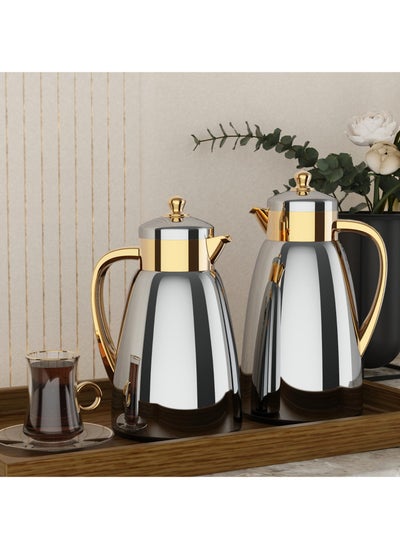 Buy Refan Thermos set for Tea and Coffee Elegant and Modern Silver/gold 1 L/0.6 L in Saudi Arabia