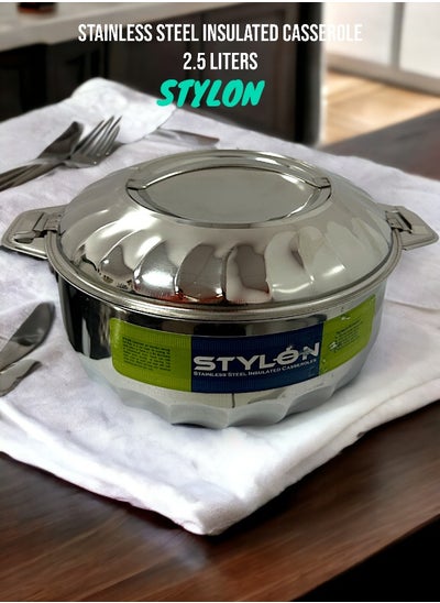 Buy Yolo High quality Stainless Steel Insulated Casserole 2.5 Liters - Stylon in Saudi Arabia