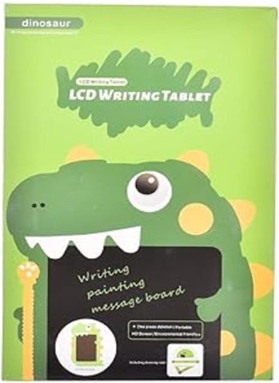 Buy Portable LCD Writing Tablet with 2 Pens and 3 Carton Geometric Tools Dinosaur Theme for Writing, Drawing and Learning - Yellow Baby Blue in Egypt