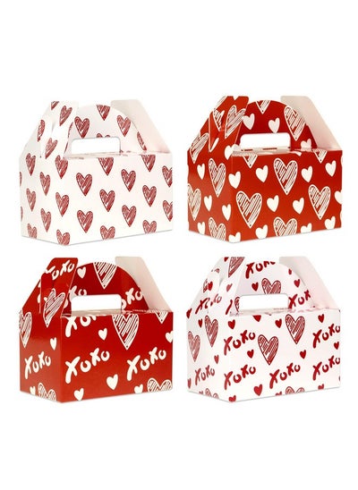 Buy Valentine Boxes For Treats 24Pack Valentines Day Treat Boxes 4 Doodle Designs Paper Valentine'S Day Favor Boxes 6 X 3.5 X 3.5 Inches in UAE