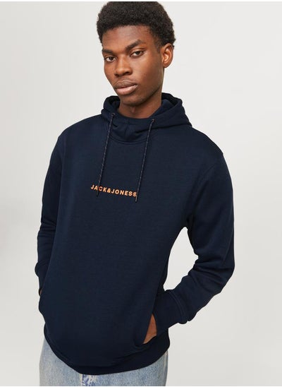 Buy Relaxed Fit Minimal Logo Print Hoodie in Saudi Arabia