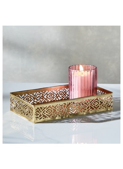 Buy Herin Metal Cutwork Rectangular Tray 24 x 3.5 x 12 cm in UAE